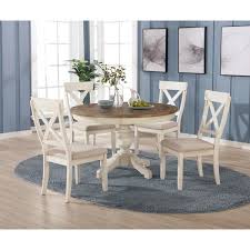 This set also comes with 6 chairs which match the set. Prato 5 Piece Round Dining Table Set With Cross Back Chairs Antique White And Distressed Oak On Sale Overstock 30933200