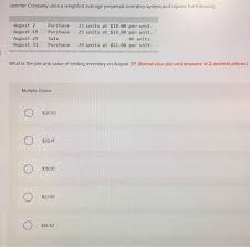Solved Jammer Company Uses A Weighted Average Perpetual Chegg Com