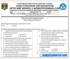 Mengikuti ibadah agama orang lain c. Soal Pas Uas Pak Kelas 7 Smp Mts K13 Tahun 2018 2019 Websiteedukasi Com