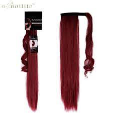 Snoilite 26inch Synthetic Long Ponytail Clip In Pony Tail Hair Extensions Wrap On Hairpieces Straight Hai Long Ponytail Ponytail Hairstyles Red Hair Extensions