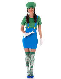 Videospiel Klempnerin-Damenkostüm Karnevalskostüm blau-grün , günstige  Faschings Kostüme bei Karneval Megastore