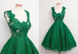 Emerald Green Prom Party Dress Real Sample Lace Green Prom Dress Prom Dresses Sleeveless Knee Length Prom Dress