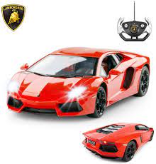 Amazon Com Rastar Rc Lamborghini Toy Car 1 14 Lamborghini Aventador Lp700 4 Remote Control Car Working Lights Orange Manufacturer Toys Games