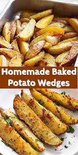 Homemade Baked Potato Wedges Easy Potato Recipes Potato Wedges Baked Wedges Recipe