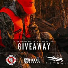 🤘 ** 𝐒𝐈𝐓𝐊𝐀 𝐆𝐄𝐀𝐑 𝐗 𝐏𝐑𝐈𝐂𝐊𝐄𝐃 𝐓𝐀𝐓𝐓𝐎𝐎𝐒 𝐗 𝐇𝐄𝐋𝐋𝐄  𝐊𝐍𝐈𝐕𝐄𝐒 𝐆𝐈𝐕𝐄𝐀𝐖𝐀𝐘 ** 🤘 If you're gearing up for hunt season  and love Sitka, Helle Knives and Tattoos… this contest is for you!