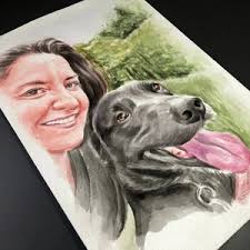 Portrait With Pet, Family Pet Portrait, Cat Portrait, Cat Owner Gift,  Custom Couple Portrait With Pets, Cat Mom Portrait