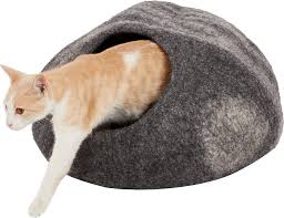 Meowfia Premium Felt Cat Cave Bed Black Aqua Chewy Com Felt Cat Animal Room Cat Cave