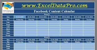 Download Facebook Content Calendar Excel Template Exceldatapro Facebook Content Content Calendars Social Media Content Calendar