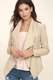 Bb Dakota Laverne Light Beige Vegan Leather Jacket Vegan Leather Jacket Cool Outfits Blouses For Women