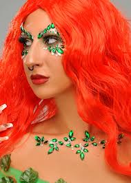 Poisoner Ivy Costume 2 Pcs Halloween Poison Green Fake Ivy Green Face  Stickers Rhinestone Stickers For Women Party Dress Up(Style1 Costumes For  Women