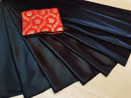 Match it with your saree work. Buy Black Color Satin Silk Plain Saree With Jacquard Work Weaving Blouse