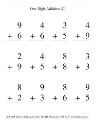 Single Digit Addition Some Regrouping 12 Per Page C Math Worksheet Freemath Addition Worksheets Math Drills Free Preschool Worksheets