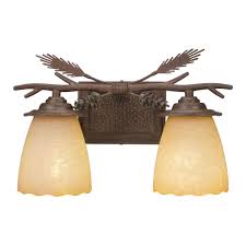 Hampton Bay Lodge 17 In 3 Light Weathered Spruce Semi Flush Mount With Sunset Glass Shade 17188 The Home Depot