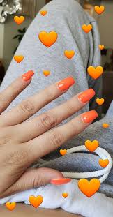 Acrylic nail paints are a mixture of liquid monomer and powder polymer. Orange Coffin Shaped Acrylic Nails Novocom Top