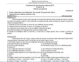 Subiecte bac chimie anorganica 2017. Barem Chimie Anorganica 2017