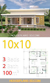 Minimum lot size required for this design is 167 square meters with 10 meters lot width to maintain 1.5 meters setback both side. House Design 10x10 With 3 Bedrooms Full Interior House Plans 3d Model House Plan House Plan Gallery Small House Design Plans