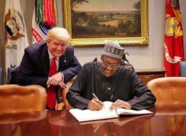 Image result for trump laughs behind buhari