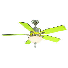 Hampton Bay Santa Cruz 52 In Indoor Brushed Nickel Ceiling Fan With Green Accents And Light Kit Ag712 Bn Gn Brushed Nickel Ceiling Fan Ceiling Fan Green Accents