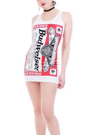 90 S Carabella Budweiser Beer Print Dress Women S Size Xs Bodycon Tank Dress Print Dress Vintage Outfits