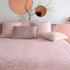 Parure de lit en coton. Parure De Lit Satin De Coton Blush Carre Blanc