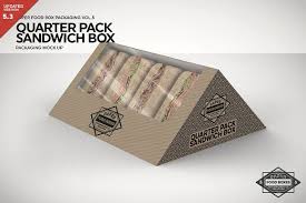 Quarter Pack Sandwich Box Mockup Food Box Packaging Packing Box Design Sandwich Box