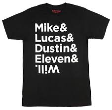 Stranger Things T Shirt Characters Names Mens Tv Show Apparel Will Dustin Mike