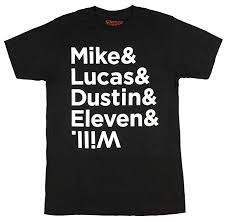 stranger things t shirt characters names mens tv show apparel will dustin mike