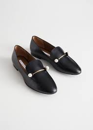 Back Image Of Stories Duo Pearl Buckle Loafers In Black Black Loafers Women Loafers For Women Loafers