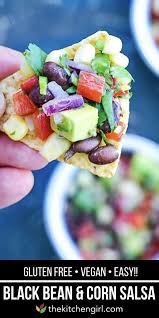 Black Bean Corn Avocado Salsa Black Bean And Corn Salsa Recipe Food Recipes Food Vegan Appetizers