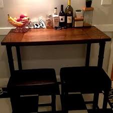 Rustic Pub Table Set 3 Piece Compact Modern Indoor Faux Leather Upholstery Dining Set With 2 Stools A Rustic Pub Table Home Decor Furniture Leather Upholstery