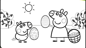 Download Peppa Pig And George Easter Egg Hunt Coloring Page Youtube