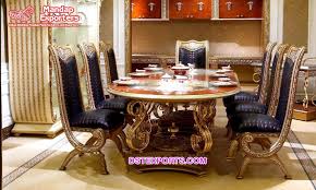 A rustic dining table paired with modern aluminum chairs creates terrific contrast. Beautiful French Style Antique Dining Table Set Mandap Exporters
