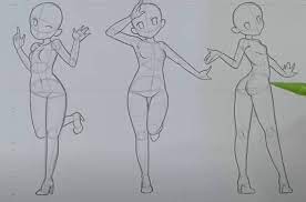 Draw a crosshair on the head for future details of the face. How To Draw Anime Poses Step By Step Cute Anime Girl Sketch