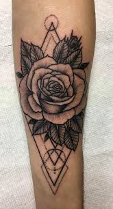 Geometric Rose Tattoo By Javi Campos Ink Bomb Chandler Az Geometric Rose Tattoo Rose Tattoos Knee Tattoo