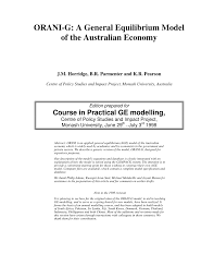 Pdf Orani G A General Equilibrium Model Of The Australian Economy