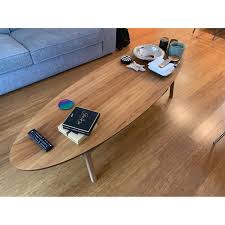 Some minor wear on the top surface, which has been treated with a linseed oil protective finish. Ikea Stockholm Coffee Table In Walnut Veneer Aptdeco