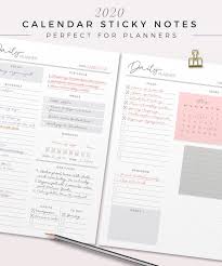 2020 Calendar Printable Sticky Notes Sticky Notes Template Etsy In 2020 Printable Planner Sticky Notes Planner Printables Free