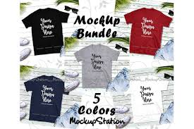 Download Tshirt Mockup Bundle 5 Colors Gildan 64000 By Mockupstation Thehungryjpeg Com PSD Mockup Templates