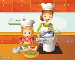 This content for download files be subject to copyright. Mother And Daughter Cooking Clipart Image