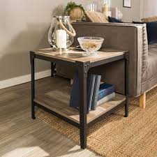 Rustic Wood End Side Table Set Of 2 Grey Wash In 2020 Rustic End Tables End Tables Wood End Tables