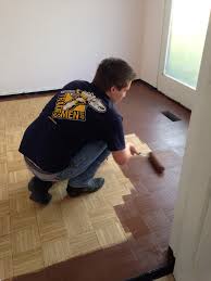 Parkay Floor Remodeling On A Budget Buy Stain From Homedepot Sand And Stain Took Us 3 1 2 Hrs To To Our Dining Room Parkay Flooring Parkay Floor Remodel
