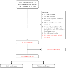 flow chart of the type 2 diabetic patients in the study