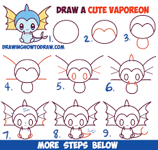 How To Draw Cute Kawaii Chibi Vaporeon From Pokemon Easy Step By Step Drawing Lesson For Beginners How To Draw Step By Step Drawing Tutorials Here's a simple way to place the features accurately when drawing a head. how to draw cute kawaii chibi vaporeon