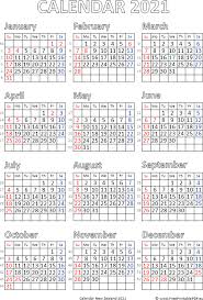 Here are the 2021 printable calendars: Calendar 2021 New Zealand Free Printable Pdf