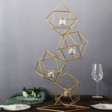 Richland votive candles & eastland clear votive holders set of 72. 25 5 Tall Gold Jointed Geometric Stand Glass Votive Candle Holders Centerpieces Ebay