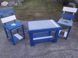 Dallas Cowboys Pallet Table Set Perfect For Fans Pallet Benches Pallet Chairs Stoolspallet Desks Pallet Tables Pallet Table Pallet Wooden Pallet Crafts