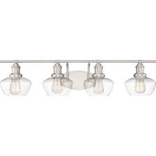 The Stillwater Is Best Described As Vintage Simplicity With A Twist The Snifter Shaped Seedy Glass Shades And Vanity Lighting Bathroom Vanity Lighting Quoizel