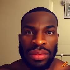 Hunky manly masculine macho buff brown African American man, video cam,  selfie