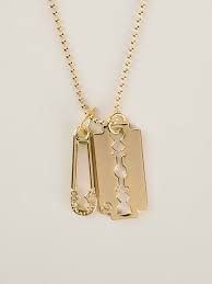 Mcq By Alexander Mcqueen Safety Pin And Razor Blade Necklace Likus Concept Store Farfetch Com Womens Necklaces Safety Pin Jewelry Grunge Jewelry