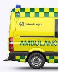 Download Van Ambulance Mockup Side View In Vehicle Mockups On Yellow Images Object Mockups PSD Mockup Templates
